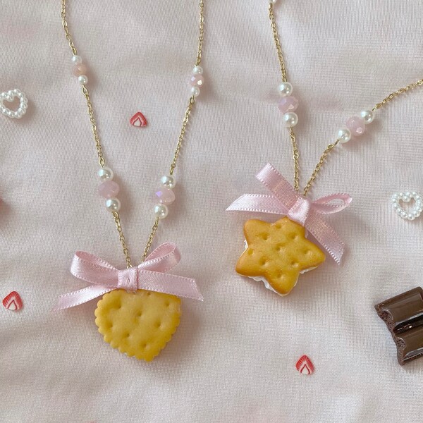 Collier biscuit - bijoux pour mode Lolita, Fairy Kei, Himekaji, mode kawaii japonaise, collier biscuit, faux bijoux alimentaires