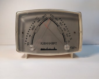 Vintage sowjetisches Tischthermometer, Hyhrometer, Hydrometer "Comfort" Wetterstation