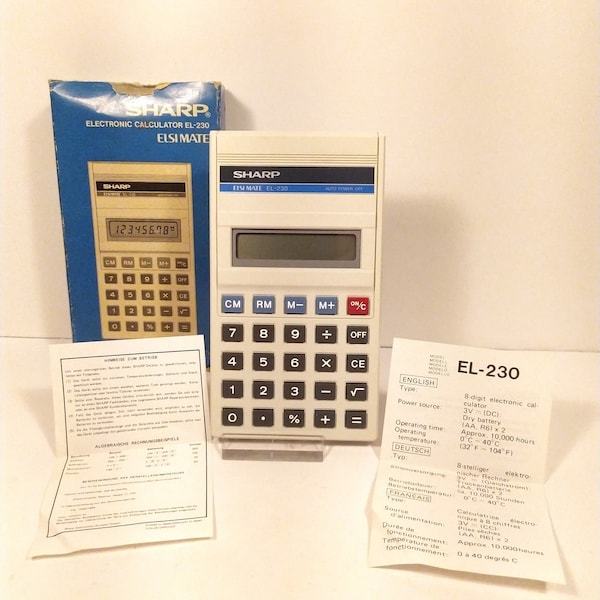 Vintage calculator Sharp Elsi Mate EL-230 80s