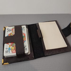 Cartas de baralho vintage Skat em estojo de couro marrom
