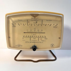 Vintage barometer, thermometer, hygrometer, home weather station ussr