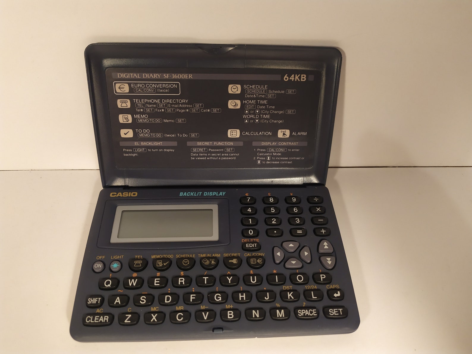 Vintage Decor Casio Digital Diary SF-3600ER 64KB 1990s