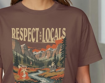 Koszulka „Szanuj lokalną przyrodę”, koszulka „Ochrona parków narodowych w stylu retro”, koszulka kempingowa w stylu vintage, koszulka na świeżym powietrzu, prezent dla miłośnika natury