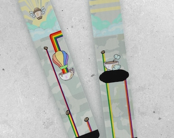 Urocze skarpetki w stylu retro z motywem dumy, zabawne pastelowe rajstopy z motywem tęczy i kofeiny, obuwie LGBTQ+ z motywem jednorożca, prezent z okazji dumnych stóp z kawą, urocze akcesoria do równości