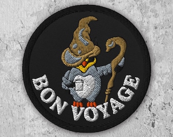 Bon Voyage Embroidered Patch, Travel Adventure Accessoar, Cute Verdin Bird Iron On Patch, Gift for Wanderlusted Walkers, Birdy Backpacks