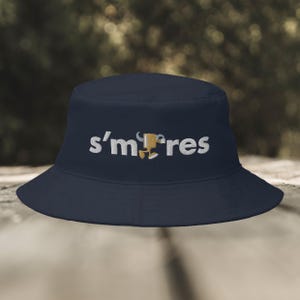 S&#39;mores Bucket Hat, Embroidered S&#39;mores Hat, Camping Lover Gift, Campfire Hat, Summer Outdoor Accessory Marshmallow Chocolate Graham Cracker