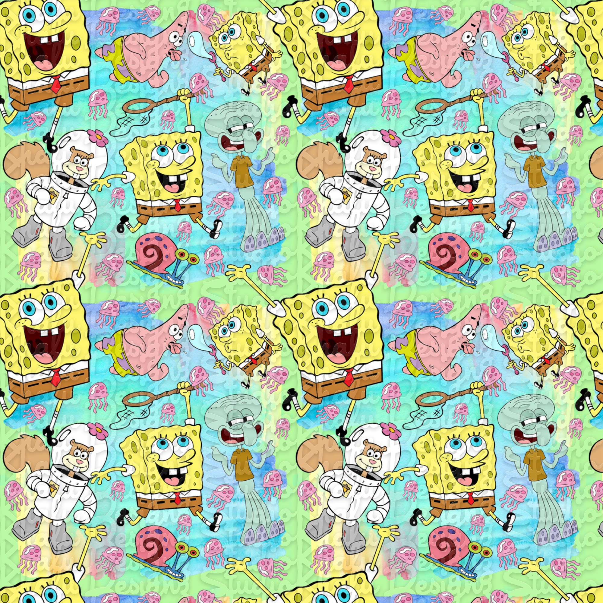 Sponge Bob Square Pants Pattern Sponge Bob Digital Paper Etsy