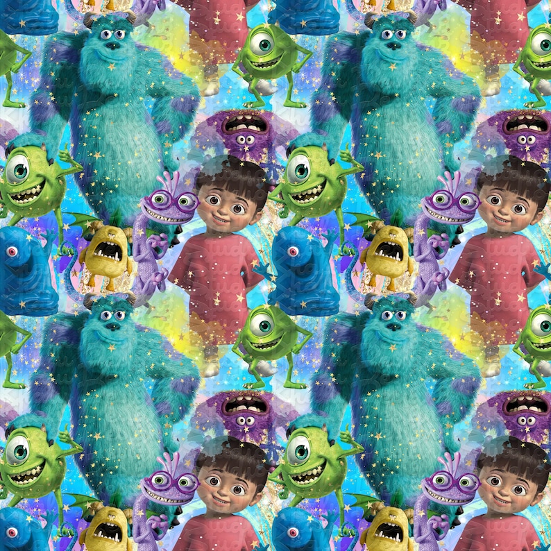 Disney Seamless Pattern Monster Inc Pattern Digital Pattern Etsy