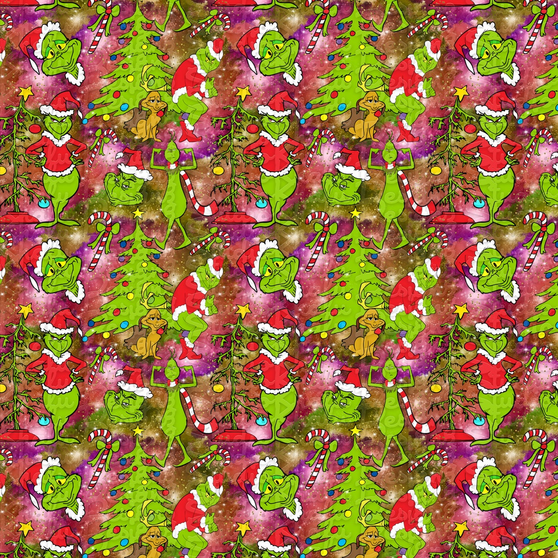 Seamless Pattern The Grinch Christmas Pattern Digital | Etsy