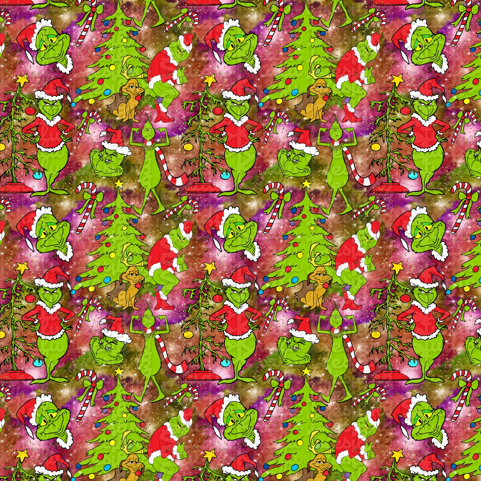 Seamless Pattern The Grinch Christmas Pattern Digital Etsy