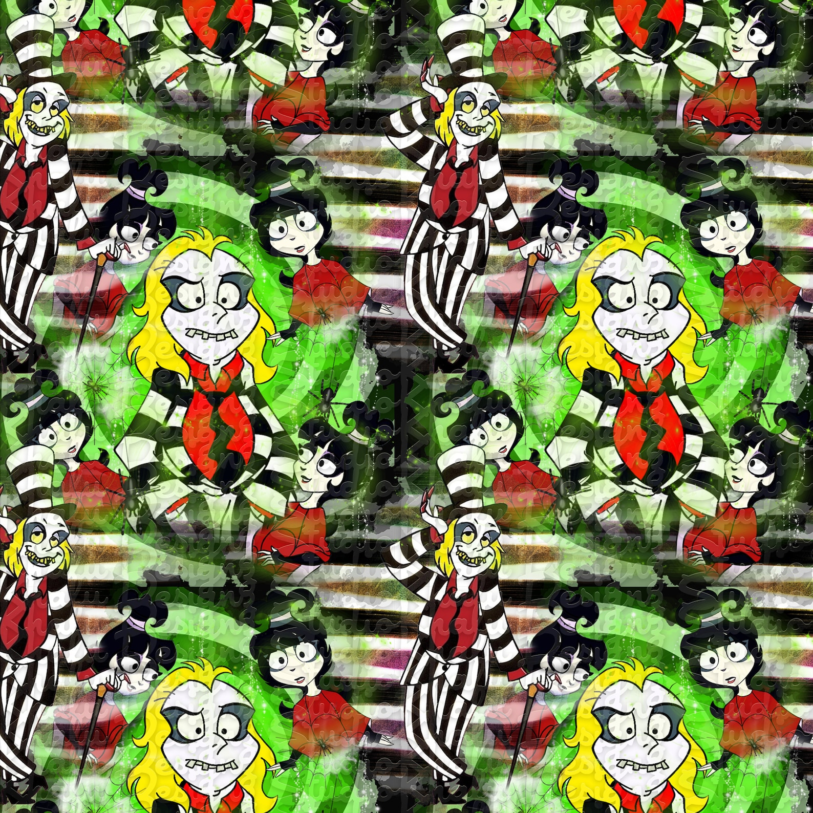 Halloween Seamless Pattern Beetlejuice Pattern Digital Etsy