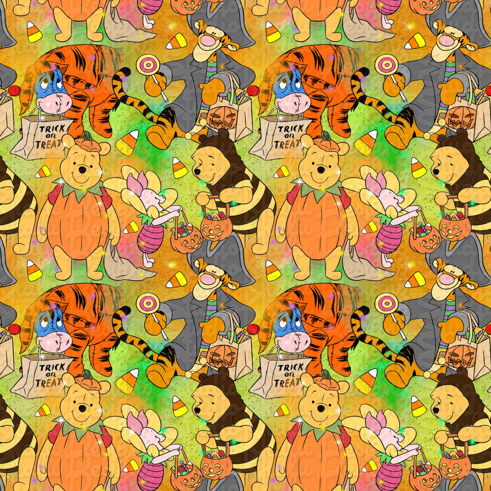 Winnie the pooh Pattern Seamless Halloween Pattern Seamless Etsy