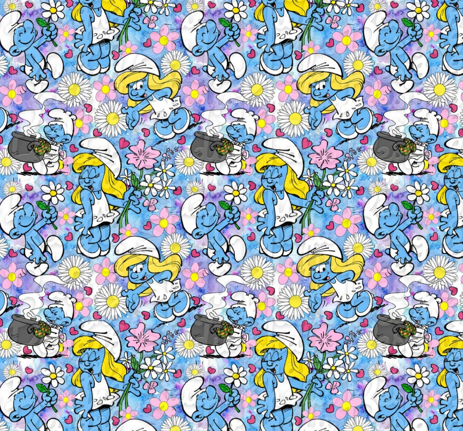 Smurfs Pattern Seamless Smurfs Pattern Digital Pattern Etsy