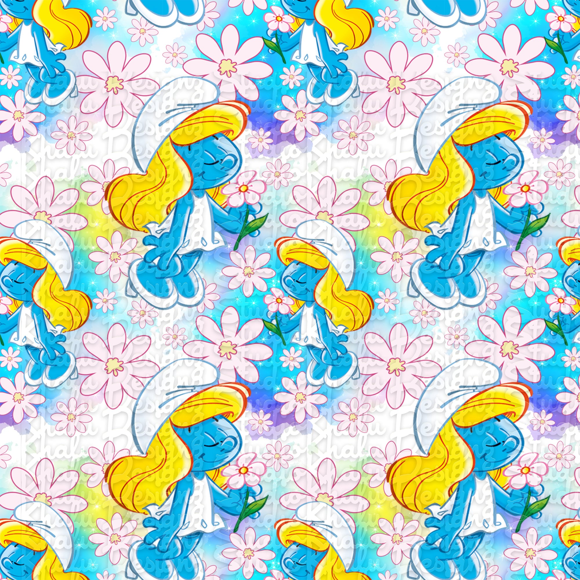 Smurfs Pattern Seamless Smurfs Pattern Digital Pattern Etsy