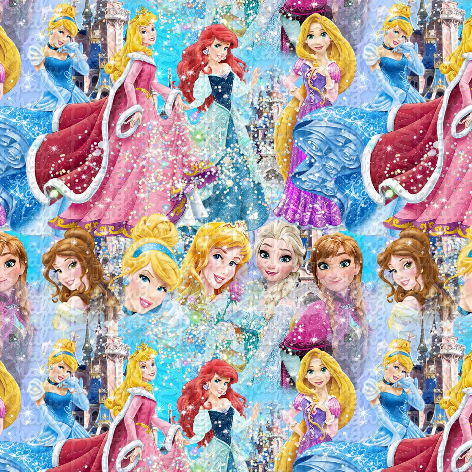 Princess Seamless Pattern Princess Paper Seamless Disney Etsy