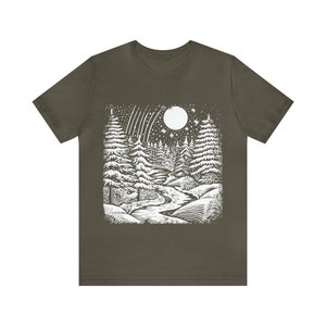 Winter landscape tee shirt, seasonal fashion tee, cozy apparel, scenic shirt, outdoor-inspired shirt, nature-inspired tee,unique outdoor tee image 5