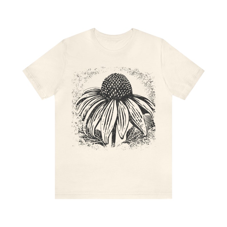 Black eyed Susan tee, flower block print like shirt, vintage tee shirt, daisy t-shirt, distressed shirts, gifts for her,Cottage Core shirt image 2