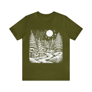 Winter landscape tee shirt, seasonal fashion tee, cozy apparel, scenic shirt, outdoor-inspired shirt, nature-inspired tee,unique outdoor tee image 8