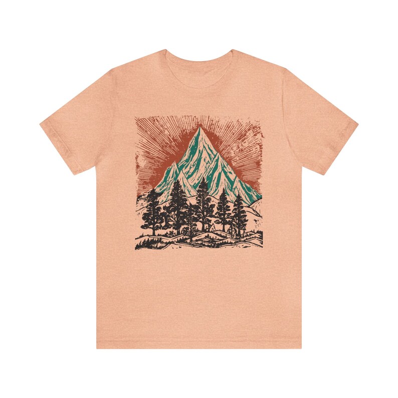Vintage Mountains tee shirt,Nature tee, Wild forest tee shirt,Camping shirt, adventure t-shirt, Cottage Core hiking tee, block print like image 9