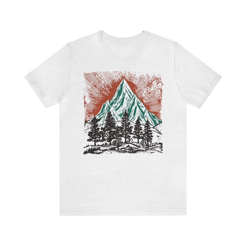 Vintage Mountains tee shirt,Nature tee, Wild forest tee shirt,Camping shirt, adventure t-shirt, Cottage Core hiking tee, block print like image 8
