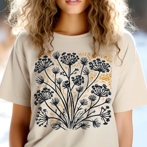 Dill shirt, Herb tee shirt, Garden Shirt, Cottagecore Style,Herb Tshirt, Shirt for Herbalist,Herb Gardener Apothecary, block print like top