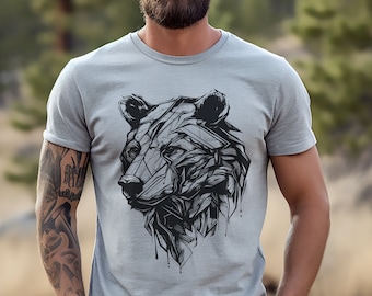 Beer t-shirt avontuur tee, mannen wandelen top, camping tee shirt, mannen Unisex Grizzly stijl Graphic Tee, Unisex tee shirt, outdoor t-shirt
