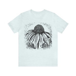 Black eyed Susan tee, flower block print like shirt, vintage tee shirt, daisy t-shirt, distressed shirts, gifts for her,Cottage Core shirt image 8