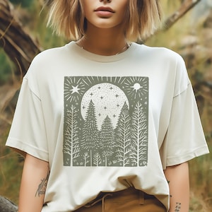 Night sky Outdoor Camping Vintage Shirt, Beauty of Nature tee, Wildflowers tee shirt, Nature sun t-shirt, Cottage Core forest shirt