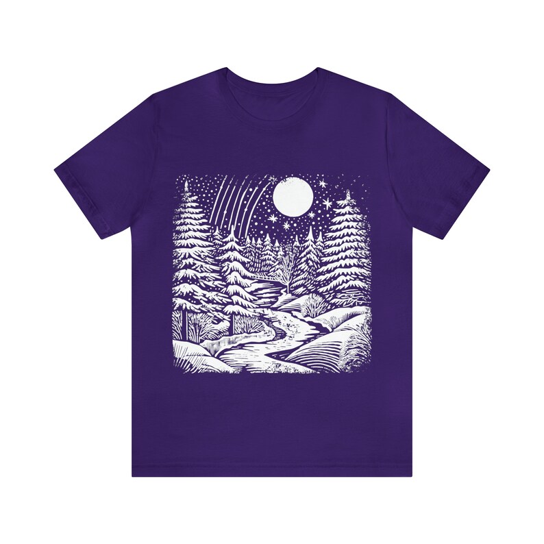 Winter landscape tee shirt, seasonal fashion tee, cozy apparel, scenic shirt, outdoor-inspired shirt, nature-inspired tee,unique outdoor tee image 10