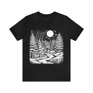 Winter landscape tee shirt, seasonal fashion tee, cozy apparel, scenic shirt, outdoor-inspired shirt, nature-inspired tee,unique outdoor tee image 7