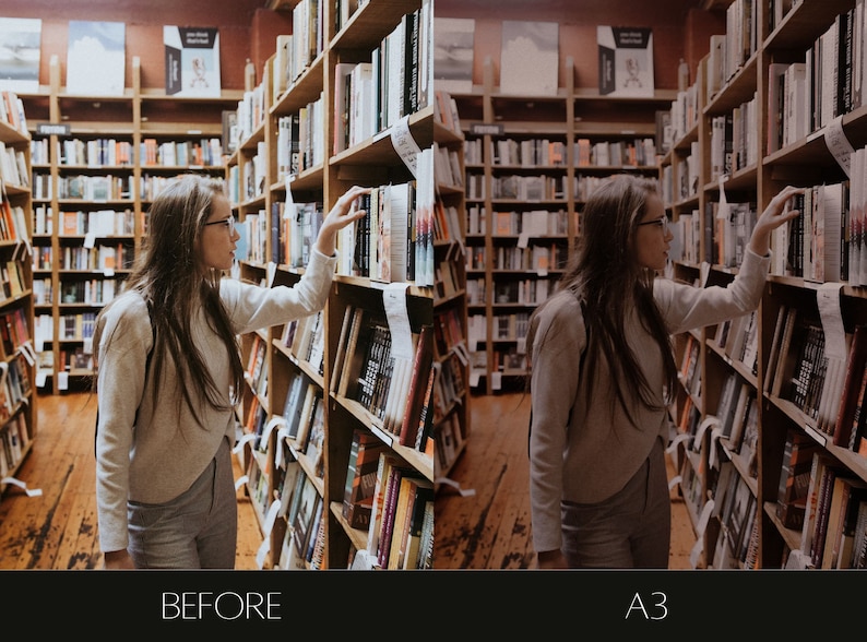 Pu&ograve; includere: Una donna in una libreria che sfoglia gli scaffali, raggiungendo un libro. Gli scaffali sono pieni di libri e la stanza &egrave; ben illuminata.