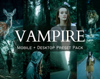 5 preset Lightroom Vampire: Dark Moody Mobile e Desktop (DNG)