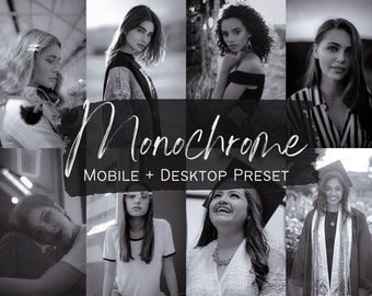 1 Monochrome Lightroom Preset for Desktop and Mobile Influencers Bloggers and Photographers