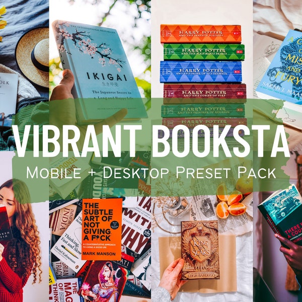 10 VIBRANT BOOKSTAGRAM Lightroom Presets Colorful, Blue, Red, Pink, Green, Clean and Bright Natural Presets for Desktop and Mobile