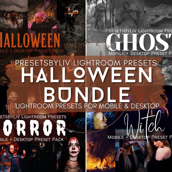 24 HALLOWEEN PRESET BUNDLE, Mobile & Desktop Lightroom Presets, Spooky, Scary, Eerie Horror, Gothic, Gloomy, Witch, Ghost, Dark Moody Filter