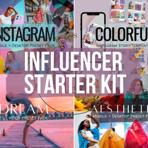 INFLUENCER STARTER KIT Preset, Lut, and Story Template Bundle, Increase Engagement, For Influencers and Small Businesses
