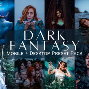 5 DARK FANTASY Lightroom Presets, Mobile and Desktop Presets, Portraits, Outdoors, Mermaids, Fairies and Cosplay