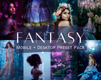 May include: A collection of fantasy themed photo presets for mobile and desktop editing. The presets feature a variety of dreamy and ethereal effects, including soft lighting, vibrant colors, and magical textures. The presets are perfect for photographers who want to create stunning and unique images.
