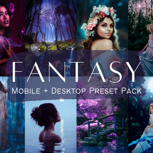 5 FANTASY Lightroom Presets for Mobile and Desktop 5 DNG files Cosplay, Outdoor, Pink and Blue filters