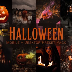8 HALLOWEEN LIGHTROOM-presets voor mobiel en desktop, oranje donkere pompoen herfst