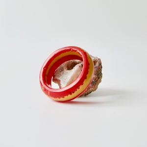 Pierre Giraudon Red and Gold Resin Bracelet, 1970s France