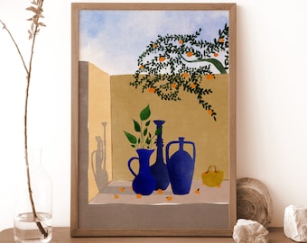 Under the orange tree - illustration - art- graphic print in variable sizes