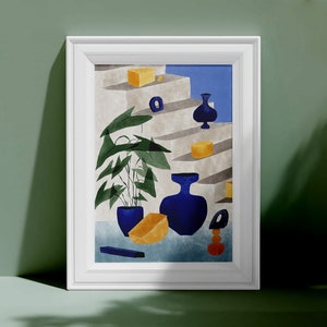 Pots and cheese - illustration - art - graphic print in variable sizes