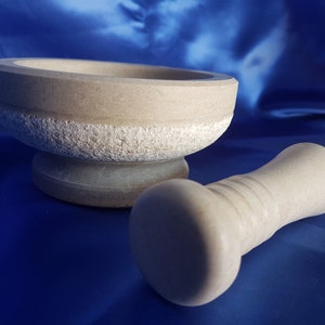 Handmade stone mortar and pestle