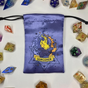 Sorcerer Satin Dice Bag: DnD Drawstring Pouch
