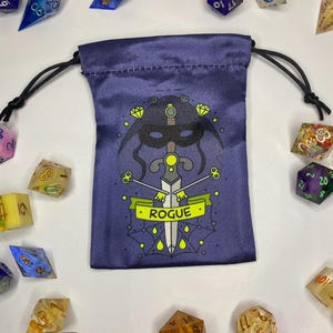 Satin Dice Bag: Rogue Character Class, DnD Pouch