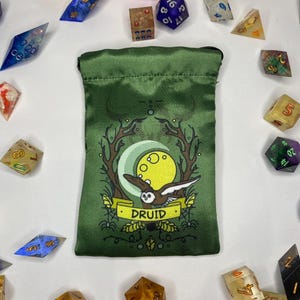 Satin Druid Dice Bag: DnD Dice Pouch