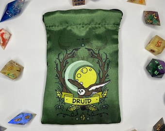 Satin Druid Dice Bag: DnD Dice Pouch