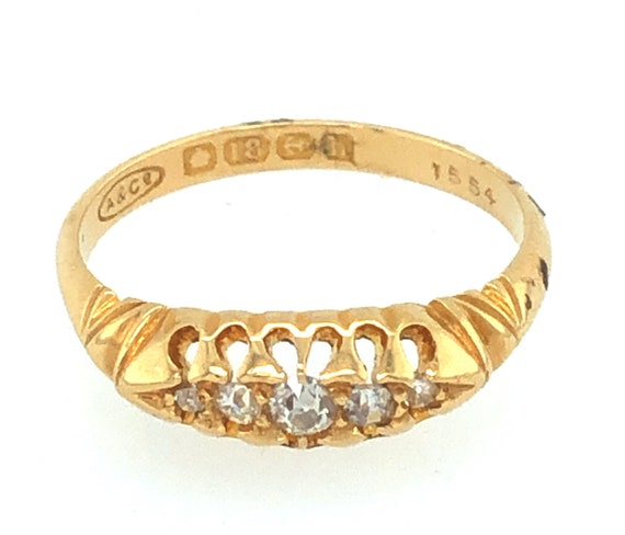 Edwardian Five stone diamond antique ring - image 1
