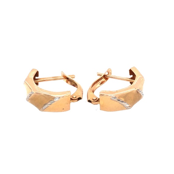 1980's 14k Bi-Coloured Gold Hoop Earrings - image 2